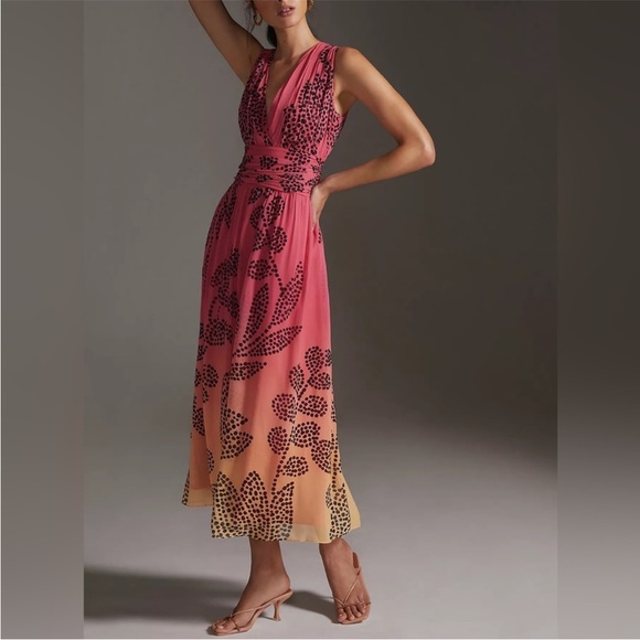 Anthropologie Verb by Pallavi Singhee V-Neck Ombre Maxi Dress Medium New w Tags - Picture 1 of 14